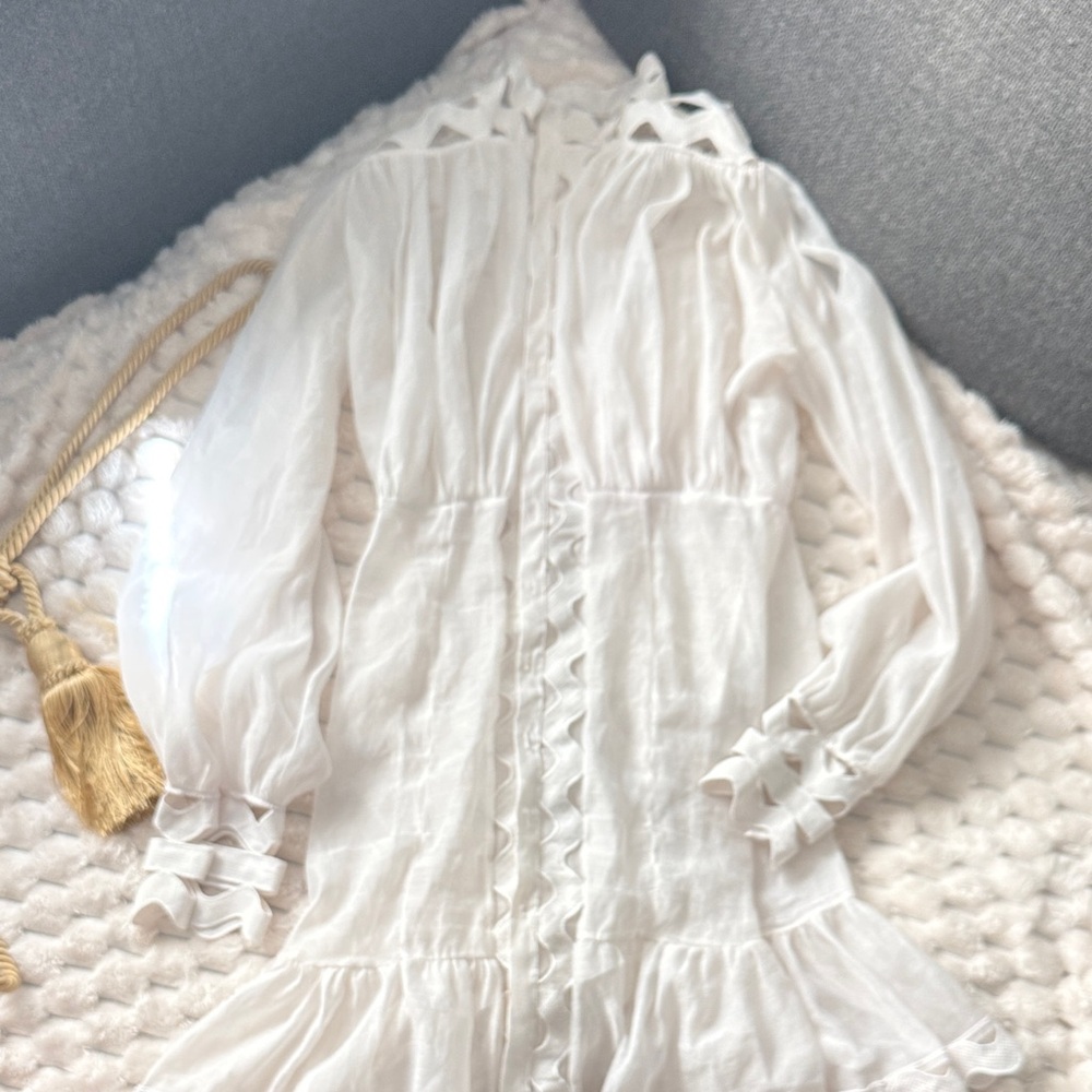 Elegant White Ruffled Dress